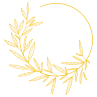 feuilles de cadre de cercle d'or png