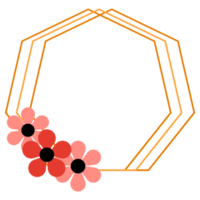 Gold Frame with Pink Flower png
