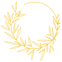 feuilles de cadre de cercle d'or png