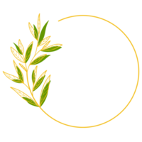 moldura de círculo de ouro com folhas png
