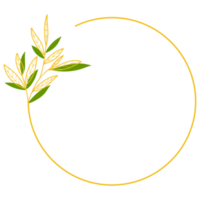 cadre de cercle d'or avec des feuilles png