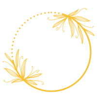 cadre cercle doré avec des feuilles png