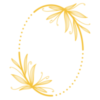 moldura de círculo dourado com folhas png