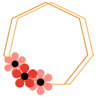 moldura de ouro com flor rosa png