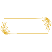 moldura de retângulo dourado com folhas png