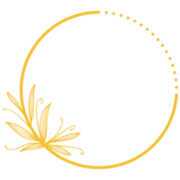 moldura de círculo dourado com folhas png