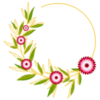 goldblätter kreisrahmen mit rosa blume png