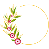 goldblätter kreisrahmen mit rosa blume png