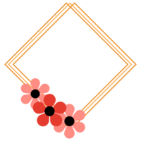 Gold Frame with Pink Flower png