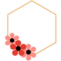 Gold Frame with Pink Flower png