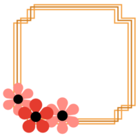 cadre doré avec fleur rose png