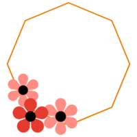 Gold Frame with Pink Flower png