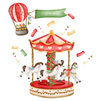 weihnachtsvergnügungsparkillustration, karussell png