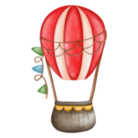 balões de ar quente fofos em aquarela, parque de diversões png