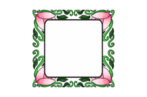 diseño de borde de adorno con tema de flor rosa y flora png