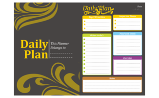 Kids Daily Plan Design with swirl ornament theme png