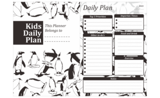 Kids Daily Plan Design with penguin theme png