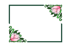 conception de bordure d'ornement avec le thème de la flore et de la fleur rose png