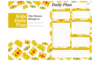 Kids Daily Plan Design with  gold crowntheme png