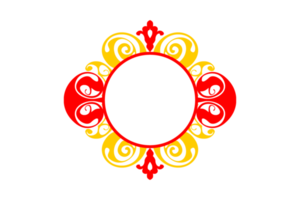 design de borda de ornamento vermelho e amarelo png