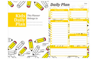 Kids Daily Plan Design with pencil theme png