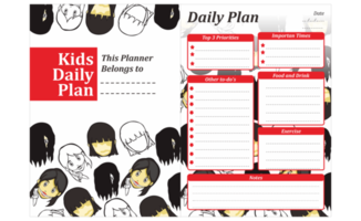 Kids Daily Plan Design with Halloween Woman Ghost Character theme png