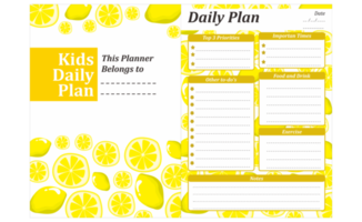 Kids Daily Plan Design with lemon theme png