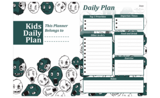 design de plano diário infantil com tema de zumbi de halloween png