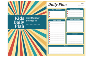 Kids Daily Plan Design with Stripe Retro vintage theme png