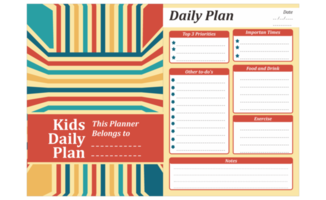 Kids Daily Plan Design with Stripe Retro vintage theme png