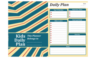diseño de plan diario para niños con tema vintage retro de rayas png
