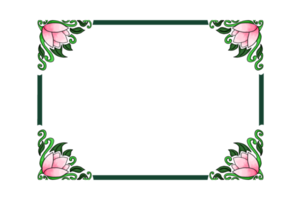 conception de bordure d'ornement avec le thème de la flore et de la fleur rose png