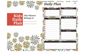 Kids Daily Plan Design with abstract circle retro vintage theme png