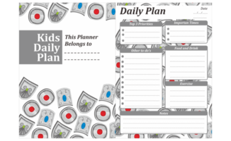 Kids Daily Plan Design with iron shield theme png