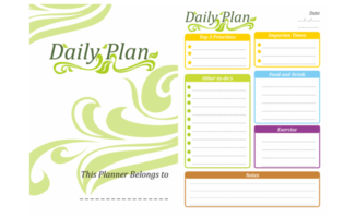 Kids Daily Plan Design with swirl ornament theme png