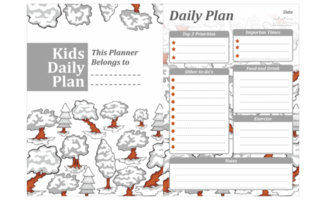 Kids Daily Plan Design with Tree in winter theme png