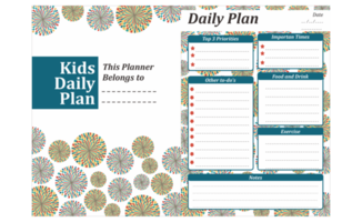 diseño de plan diario para niños con tema vintage retro de círculo abstracto png