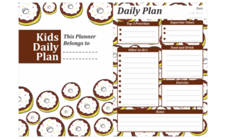 diseño de plan diario para niños con tema de donas png