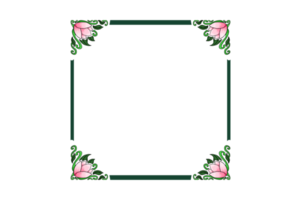 design de borda de ornamento com tema de flora e flor rosa png