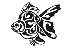 zwart goudvis ornament tatoeëren png