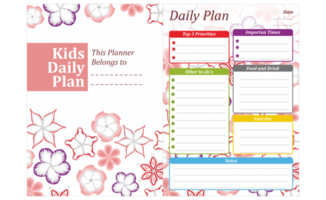 Kids Daily Plan Design with flower theme png