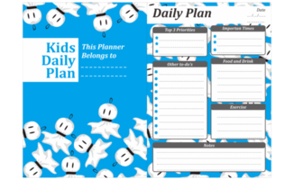 Kids Daily Plan Design with japanese rain doll - Teru Teru Bozu theme png