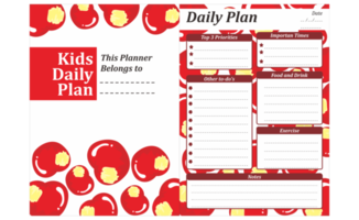 Kids Daily Plan Design with apple theme png