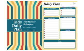 Kids Daily Plan Design with Stripe Retro vintage theme png