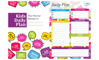 Kids Daily Plan Design with abbreviation Ballon Chat theme png