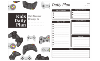 diseño de plan diario para niños con tema de gamepad png