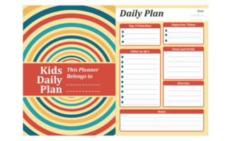 Kids Daily Plan Design with Circle Wave retro vintage theme png