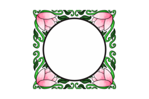 conception de bordure d'ornement avec le thème de la flore et de la fleur rose png