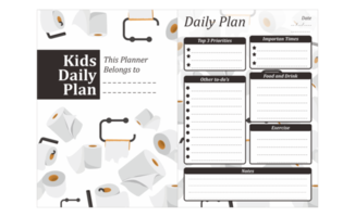 design de plano diário infantil com tema de papel higiênico png