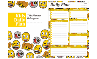 diseño de plan diario para niños con tema de emoticonos de halloween png